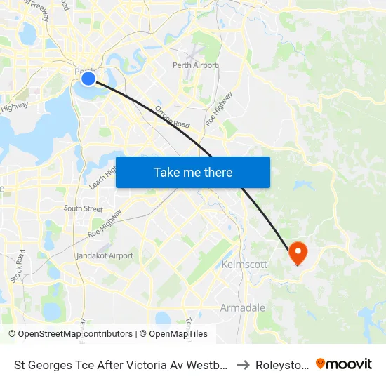 St Georges Tce After Victoria Av Westbound to Roleystone map