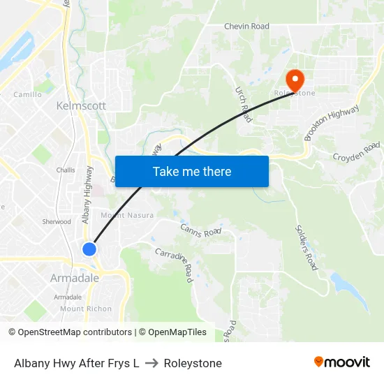 Albany Hwy After Frys L to Roleystone map