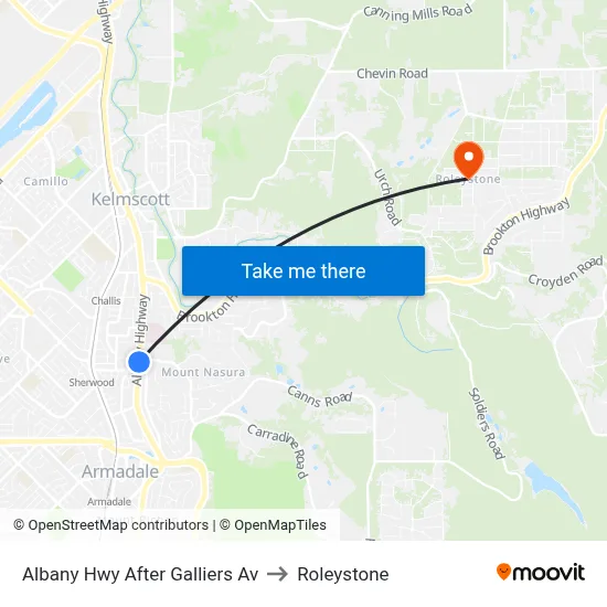 Albany Hwy After Galliers Av to Roleystone map