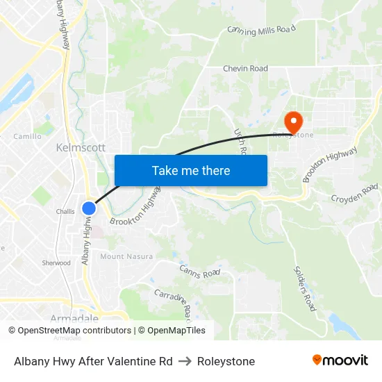 Albany Hwy After Valentine Rd to Roleystone map