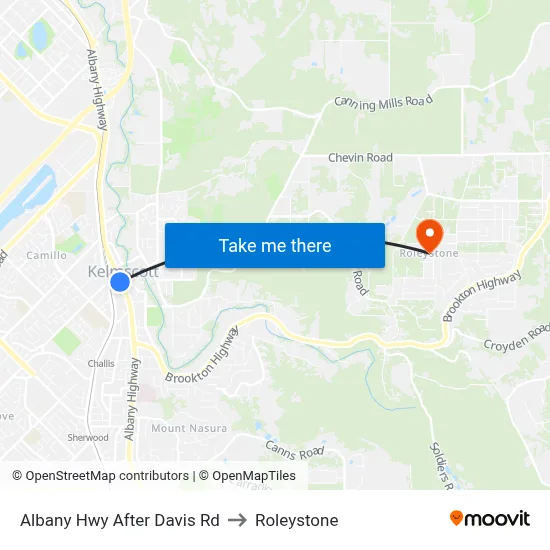 Albany Hwy After Davis Rd to Roleystone map