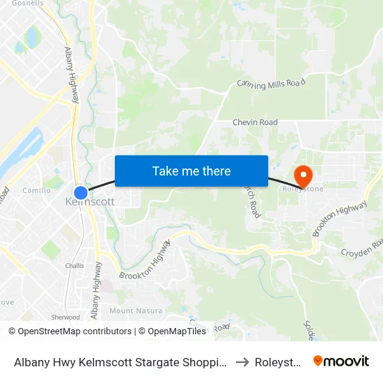 Albany Hwy Kelmscott Stargate Shopping Ctr to Roleystone map