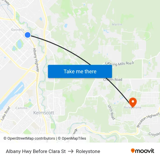 Albany Hwy Before Clara St to Roleystone map