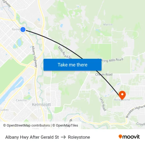Albany Hwy After Gerald St to Roleystone map