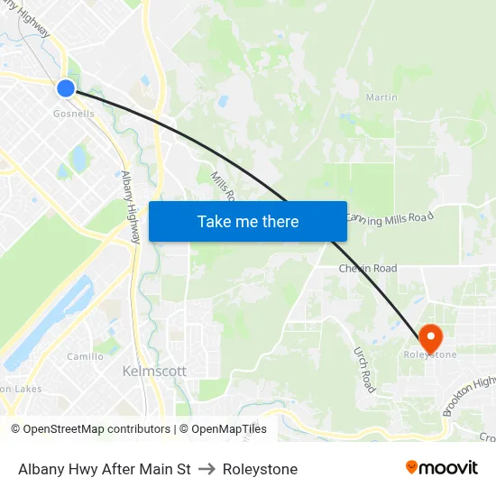 Albany Hwy After Main St to Roleystone map