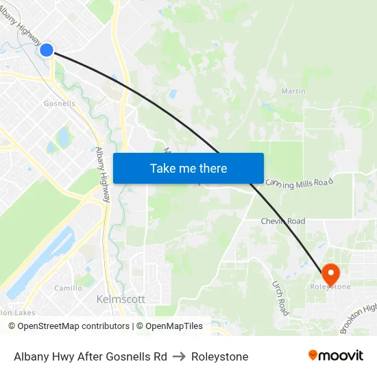 Albany Hwy After Gosnells Rd to Roleystone map
