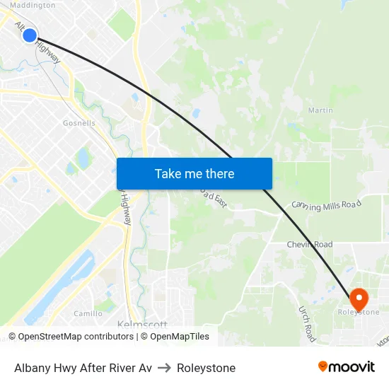 Albany Hwy After River Av to Roleystone map