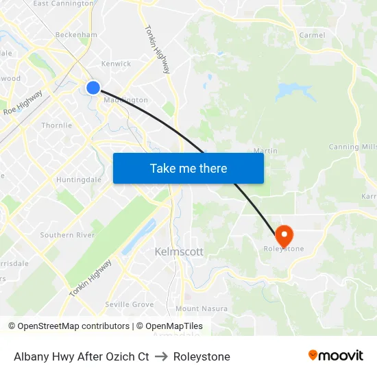 Albany Hwy After Ozich Ct to Roleystone map