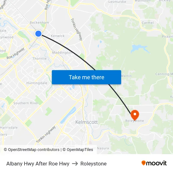 Albany Hwy After Roe Hwy to Roleystone map