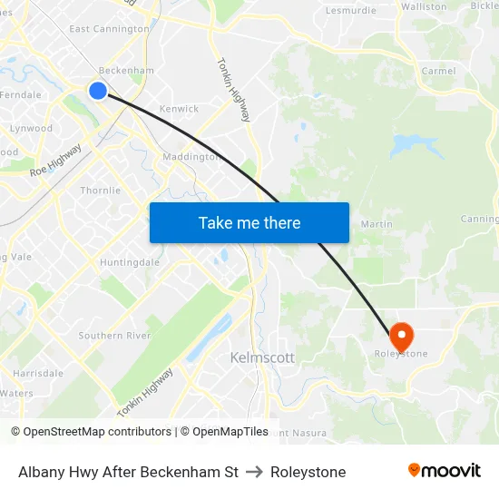 Albany Hwy After Beckenham St to Roleystone map