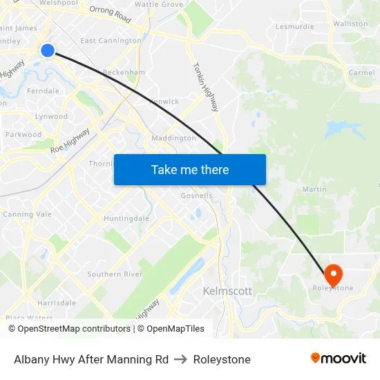 Albany Hwy After Manning Rd to Roleystone map