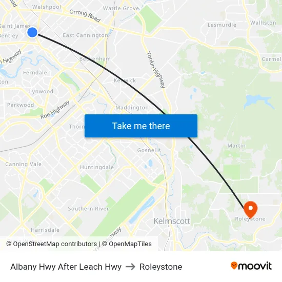 Albany Hwy After Leach Hwy to Roleystone map