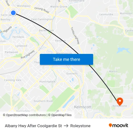 Albany Hwy After Coolgardie St to Roleystone map