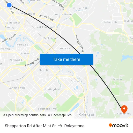 Shepperton Rd After Mint St to Roleystone map