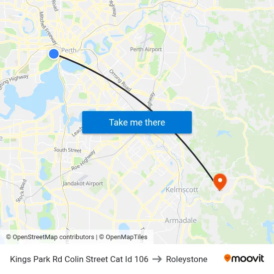 Kings Park Rd Colin Street Cat Id 106 to Roleystone map