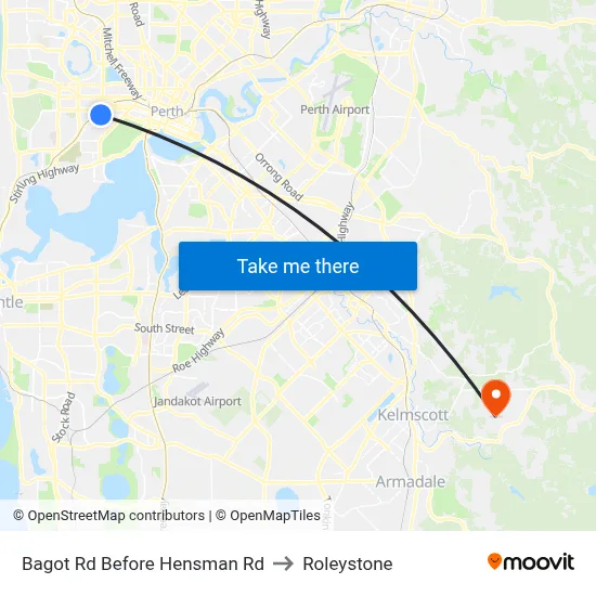 Bagot Rd Before Hensman Rd to Roleystone map