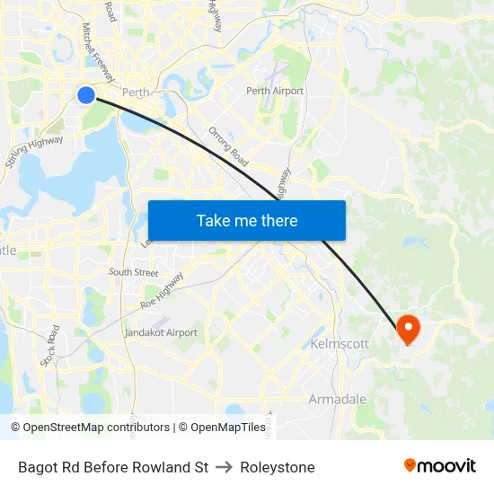 Bagot Rd Before Rowland St to Roleystone map