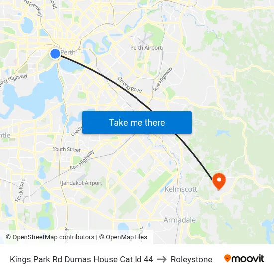 Kings Park Rd Dumas House Cat Id 44 to Roleystone map