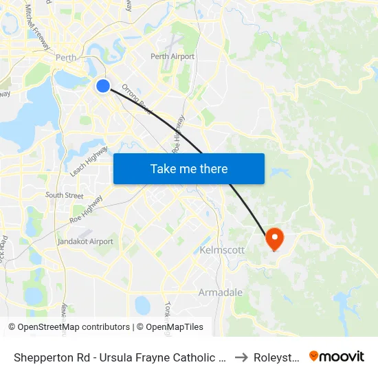Shepperton Rd - Ursula Frayne Catholic Coll Sen to Roleystone map