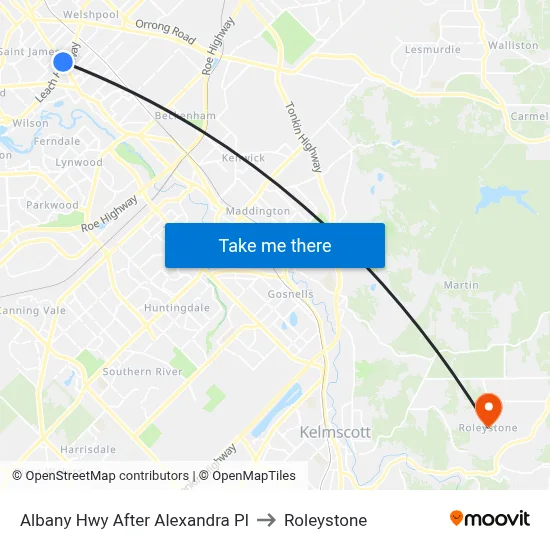 Albany Hwy After Alexandra Pl to Roleystone map