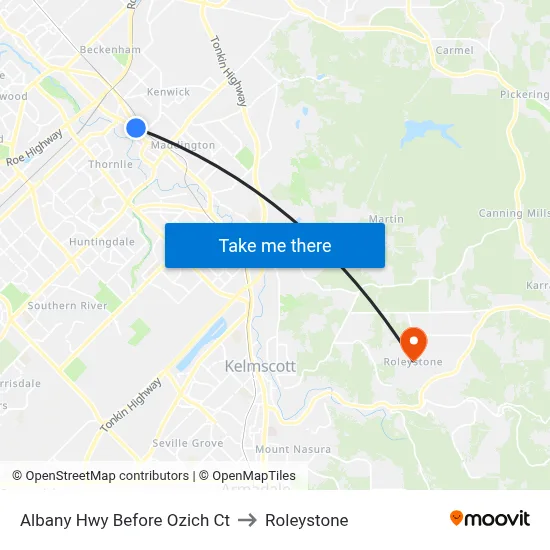Albany Hwy Before Ozich Ct to Roleystone map