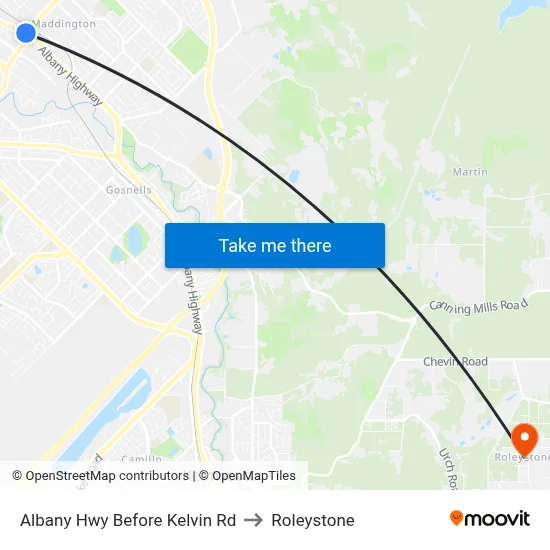 Albany Hwy Before Kelvin Rd to Roleystone map