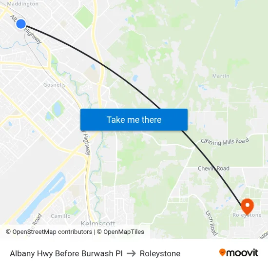 Albany Hwy Before Burwash Pl to Roleystone map