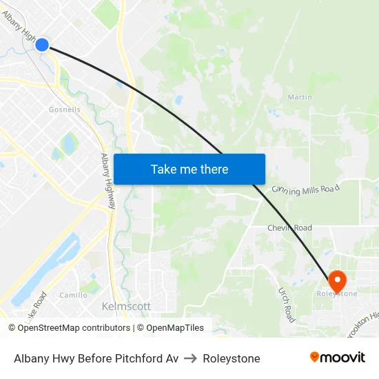 Albany Hwy Before Pitchford Av to Roleystone map