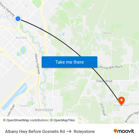 Albany Hwy Before Gosnells Rd to Roleystone map