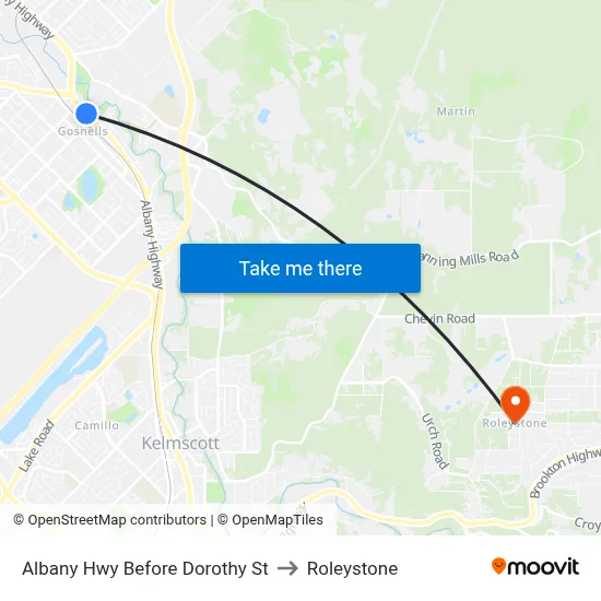 Albany Hwy Before  Dorothy  St to Roleystone map