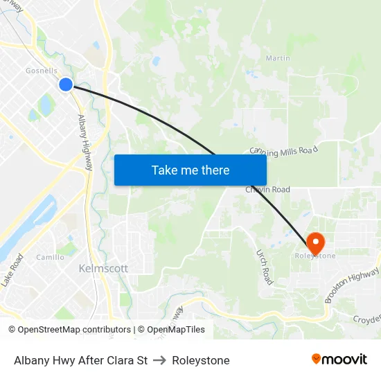 Albany Hwy After Clara St to Roleystone map