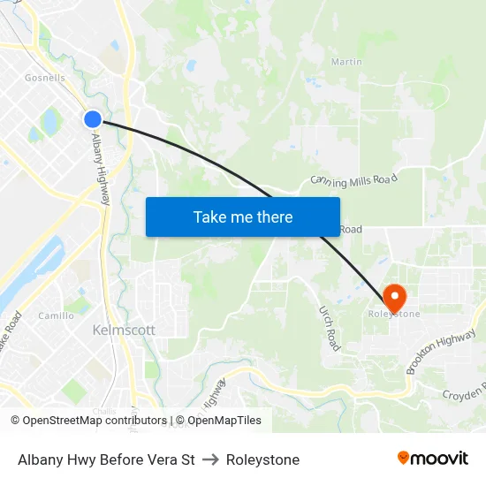 Albany Hwy Before Vera St to Roleystone map