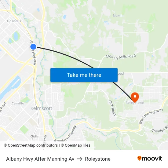 Albany Hwy After Manning Av to Roleystone map