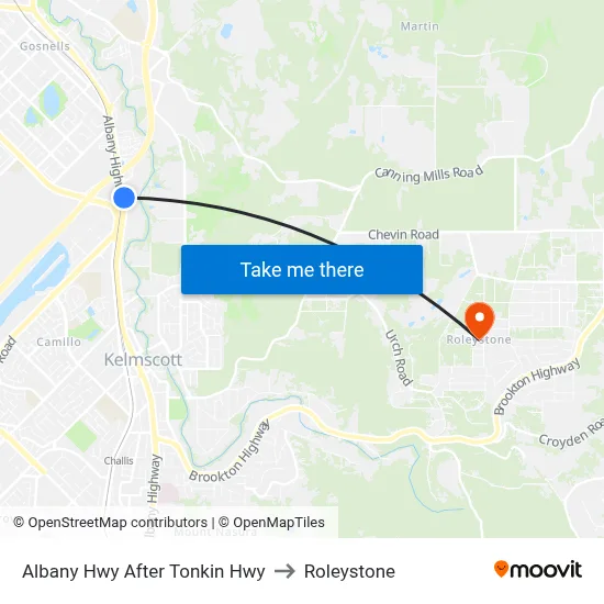 Albany Hwy After Tonkin Hwy to Roleystone map