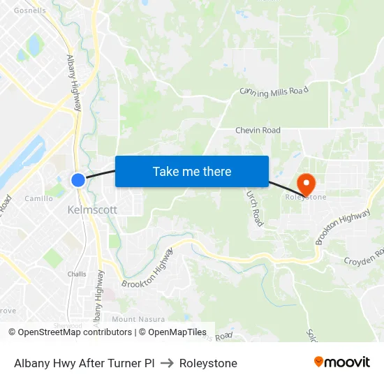 Albany Hwy After Turner Pl to Roleystone map
