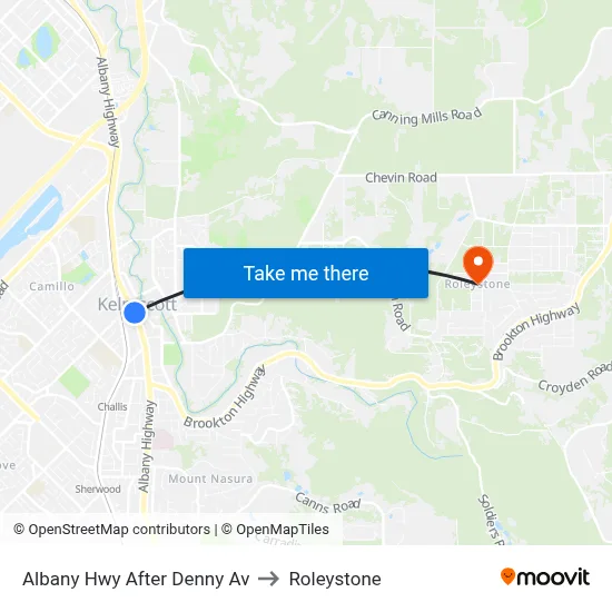 Albany Hwy After Denny Av to Roleystone map
