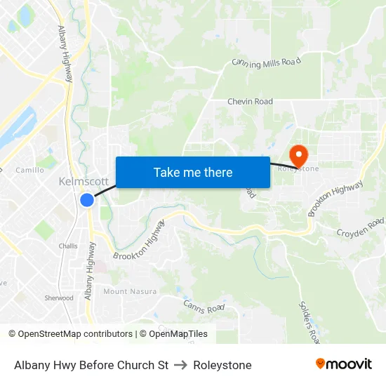 Albany Hwy Before Church St to Roleystone map