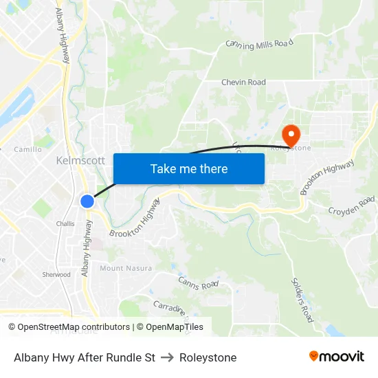 Albany Hwy After Rundle St to Roleystone map