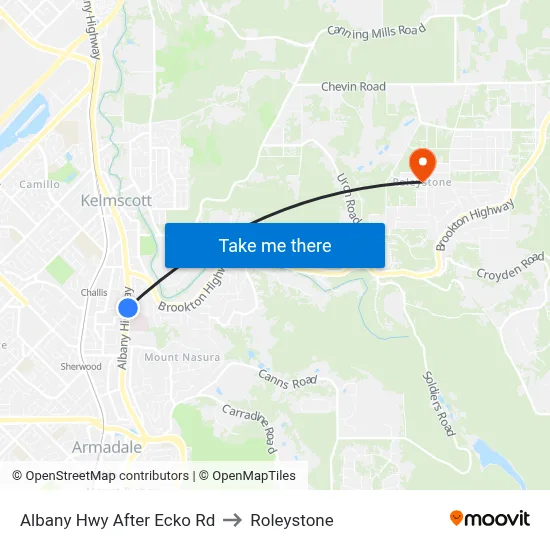 Albany Hwy After Ecko Rd to Roleystone map