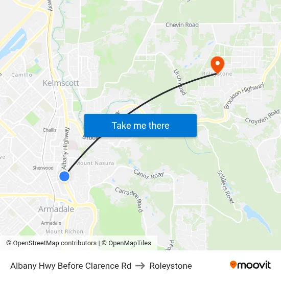 Albany Hwy Before Clarence Rd to Roleystone map