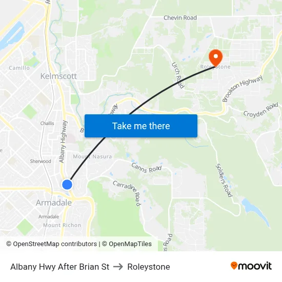 Albany Hwy After Brian St to Roleystone map