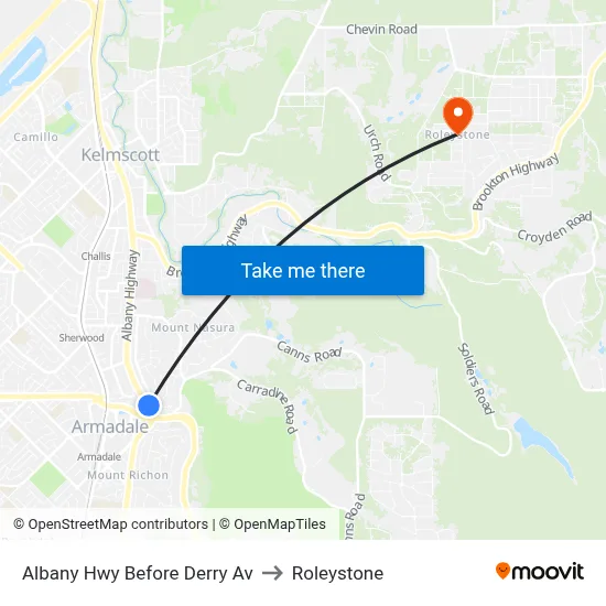 Albany Hwy Before Derry Av to Roleystone map