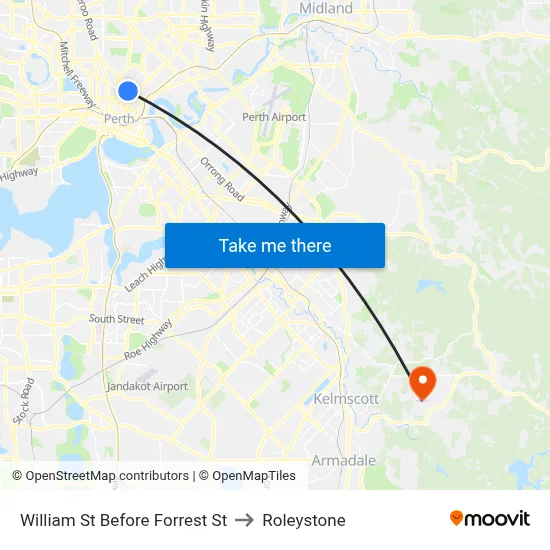 William St Before Forrest St to Roleystone map