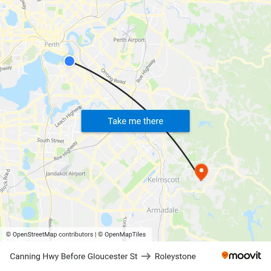 Canning Hwy Before Gloucester St to Roleystone map