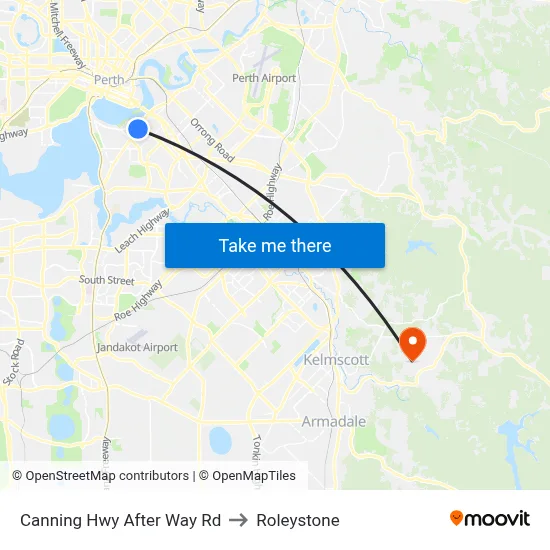 Canning Hwy After Way Rd to Roleystone map