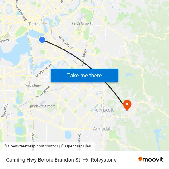 Canning Hwy Before Brandon St to Roleystone map