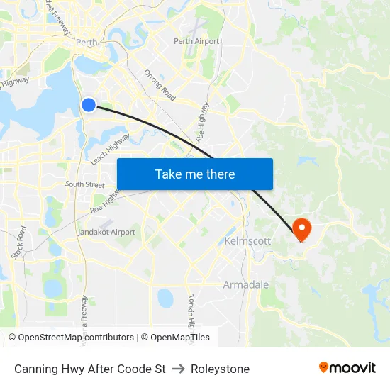 Canning Hwy After Coode St to Roleystone map