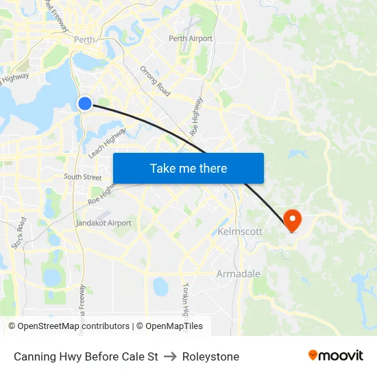 Canning Hwy Before Cale St to Roleystone map