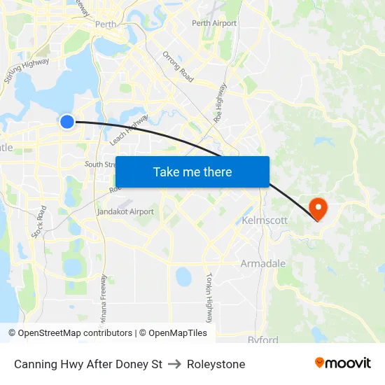 Canning Hwy After Doney St to Roleystone map