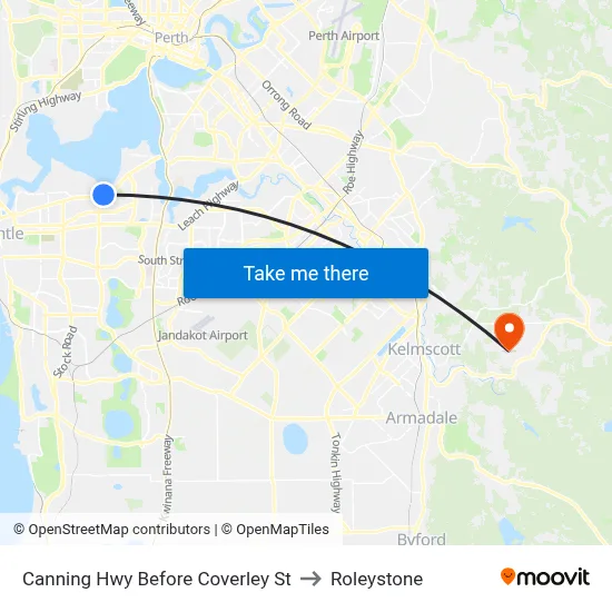 Canning Hwy Before Coverley St to Roleystone map